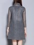 Gray A-line Elegant Paneled Turtleneck Mini Dress